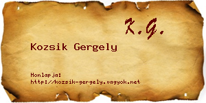 Kozsik Gergely névjegykártya